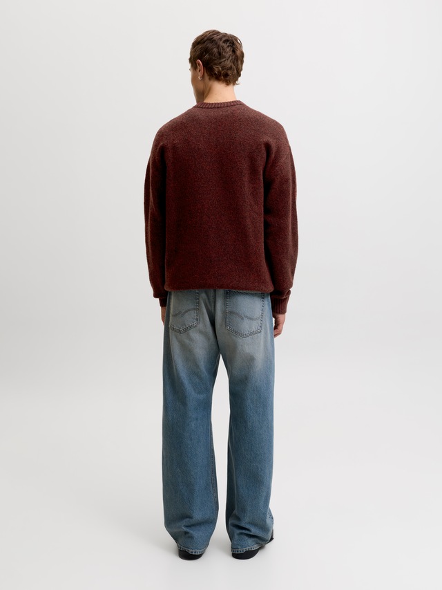 Jack & Jones Rundhalspullover »JJESOHO OLLIE KNIT CREW NECK SN« Materialmix, relaxed fit