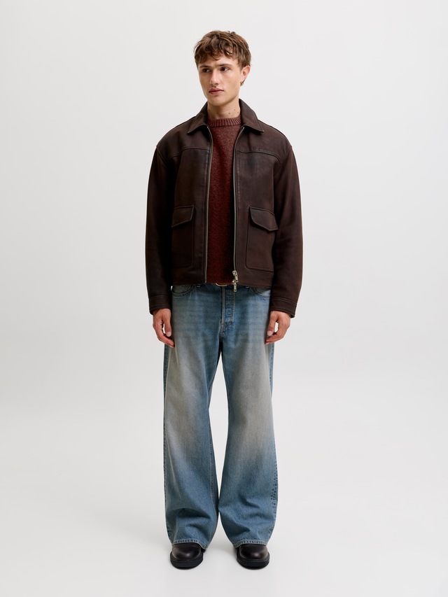 Jack & Jones Rundhalspullover »JJESOHO OLLIE KNIT CREW NECK SN« Materialmix, relaxed fit