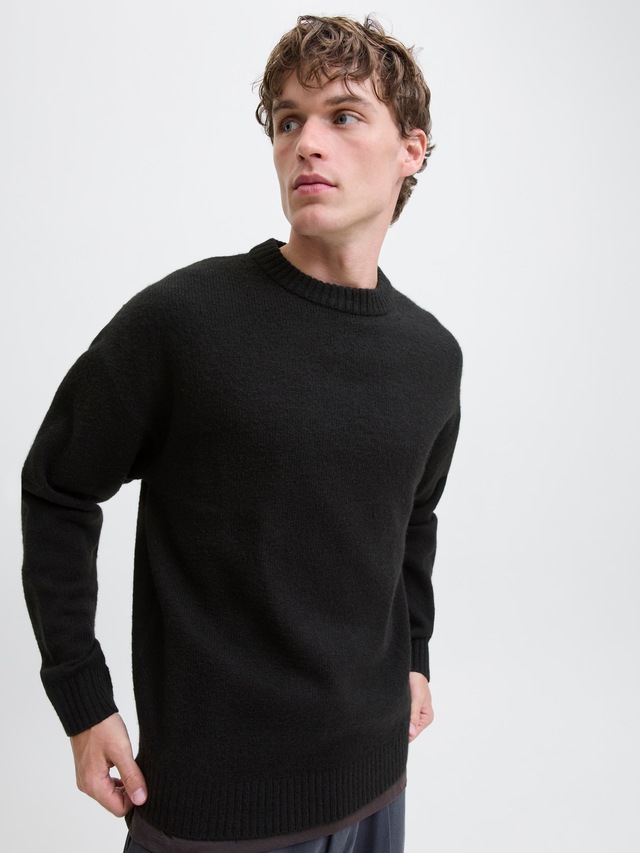 Jack & Jones Rundhalspullover »JJESOHO OLLIE KNIT CREW NECK SN« Materialmix, relaxed fit