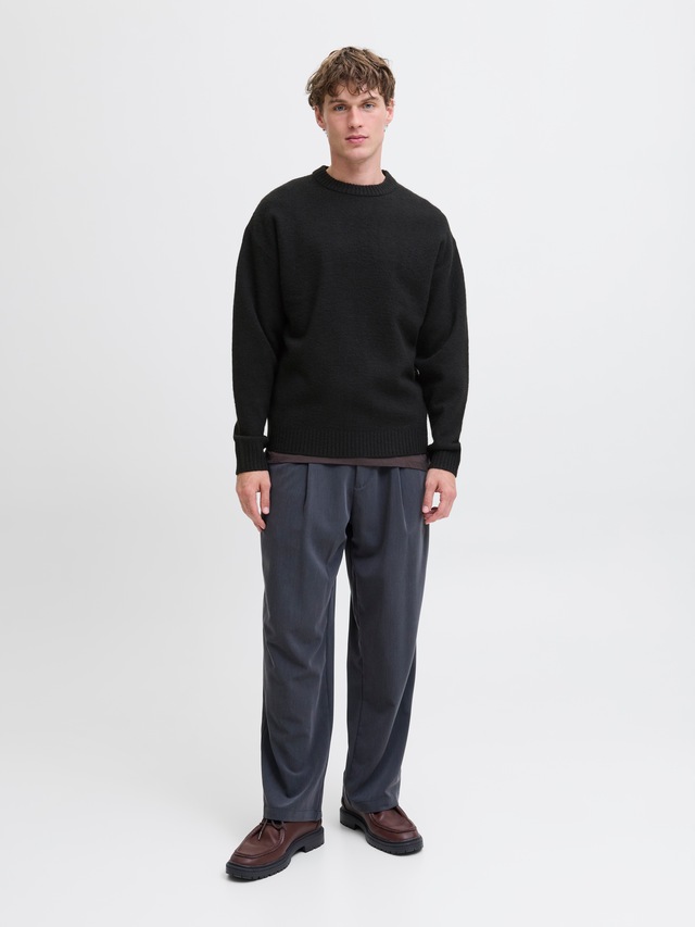 Jack & Jones Rundhalspullover »JJESOHO OLLIE KNIT CREW NECK SN« Materialmix, relaxed fit