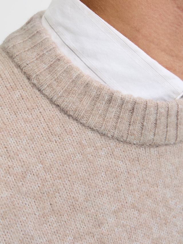 Jack & Jones Rundhalspullover »JJESOHO OLLIE KNIT CREW NECK SN« Materialmix, relaxed fit