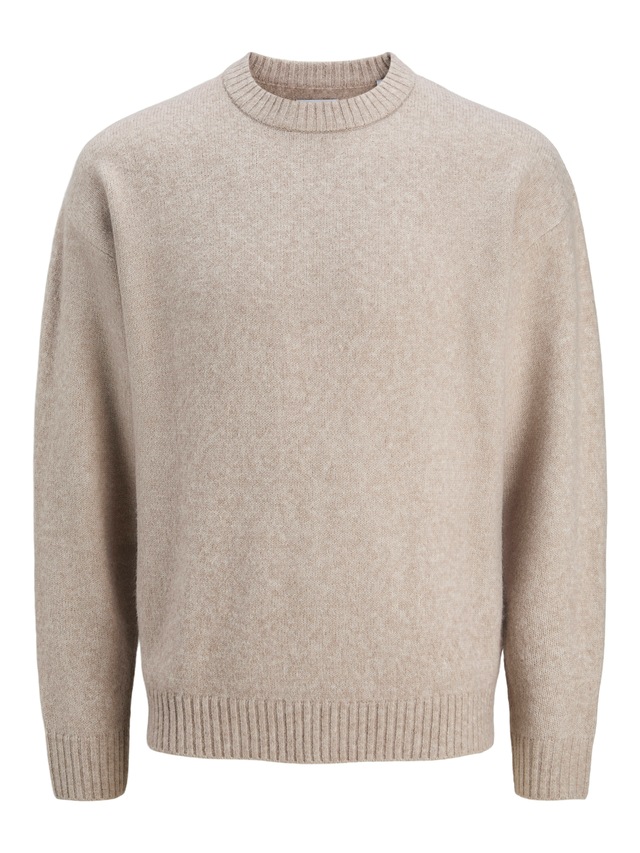 Jack & Jones Rundhalspullover »JJESOHO OLLIE KNIT CREW NECK SN« Materialmix, relaxed fit