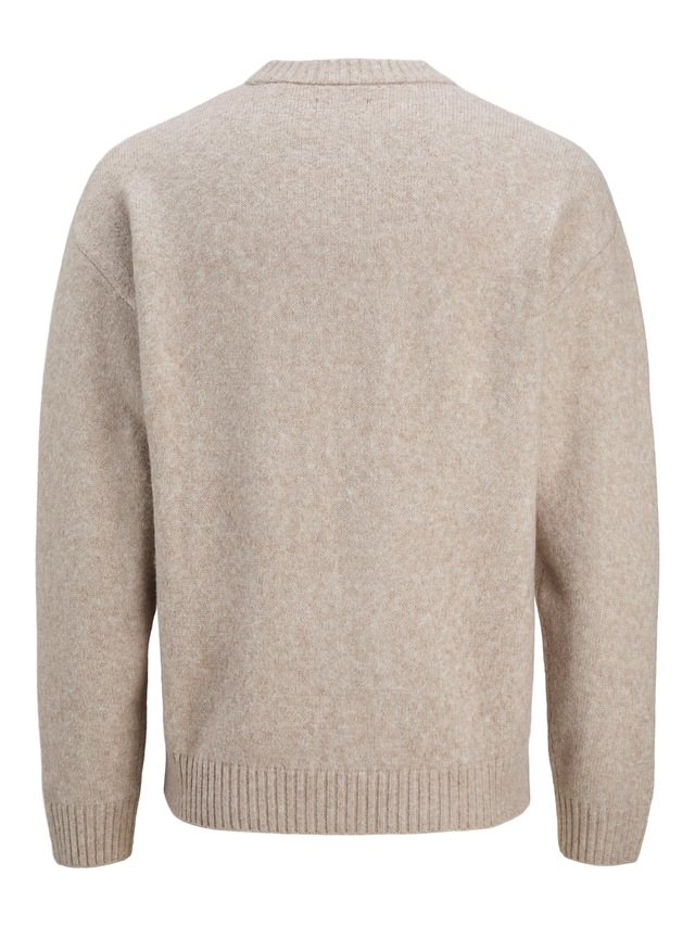 Jack & Jones Rundhalspullover »JJESOHO OLLIE KNIT CREW NECK SN« Materialmix, relaxed fit