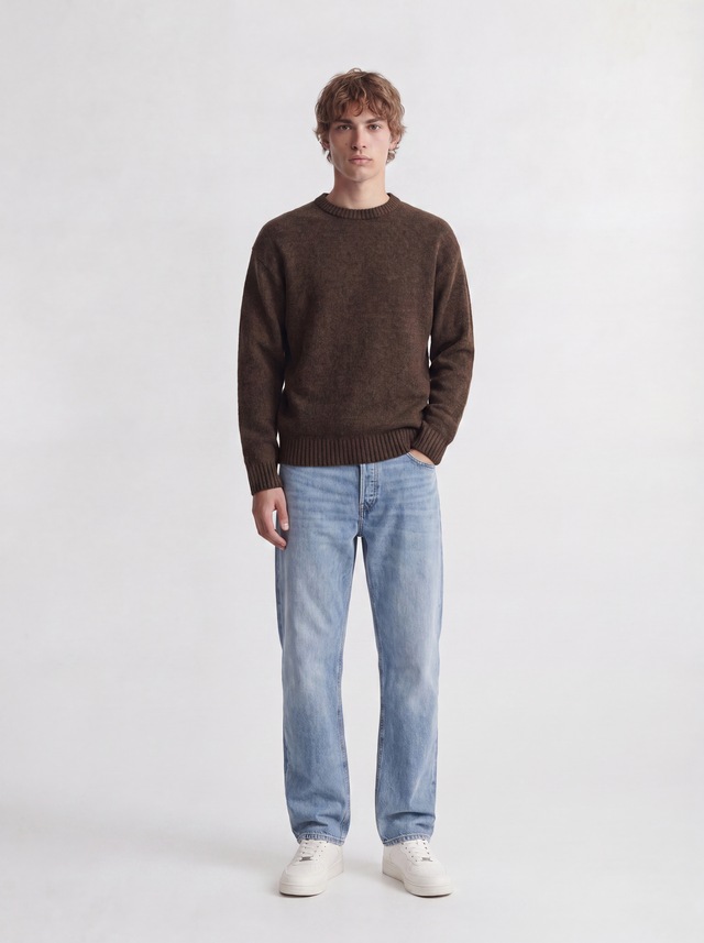 Jack & Jones Rundhalspullover »JJESOHO OLLIE KNIT CREW NECK SN« Materialmix, relaxed fit