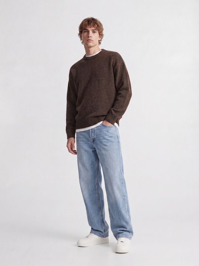 Jack & Jones Rundhalspullover »JJESOHO OLLIE KNIT CREW NECK SN« Materialmix, relaxed fit