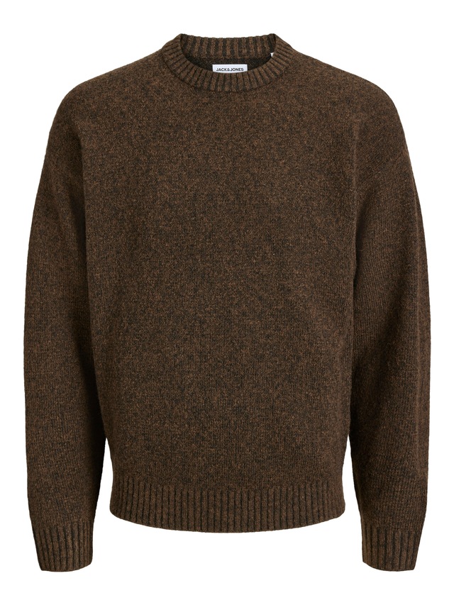Jack & Jones Rundhalspullover »JJESOHO OLLIE KNIT CREW NECK SN« Materialmix, relaxed fit