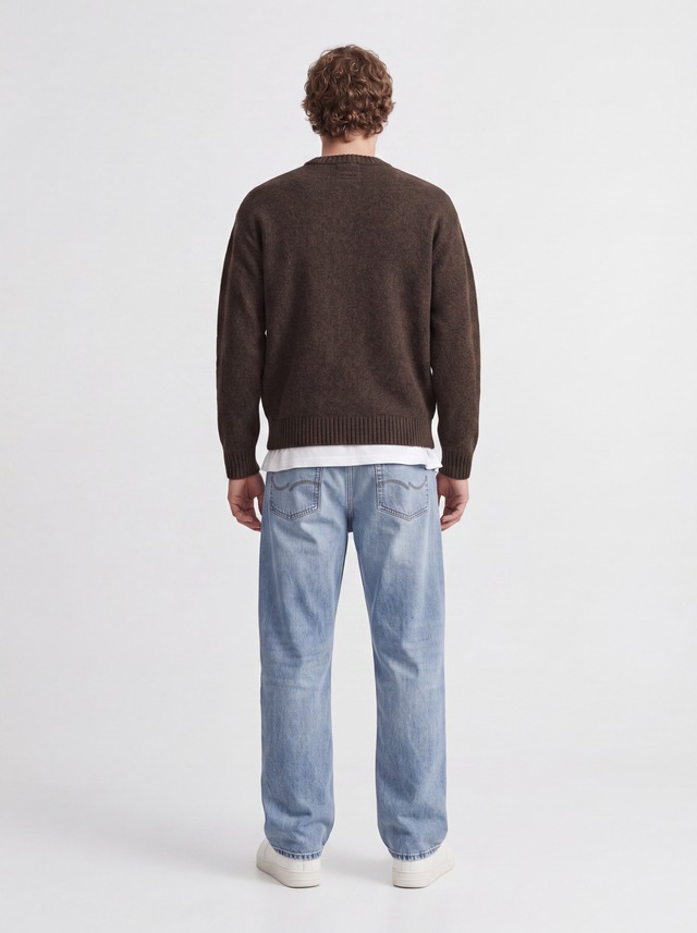 Jack & Jones Rundhalspullover »JJESOHO OLLIE KNIT CREW NECK SN« Materialmix, relaxed fit
