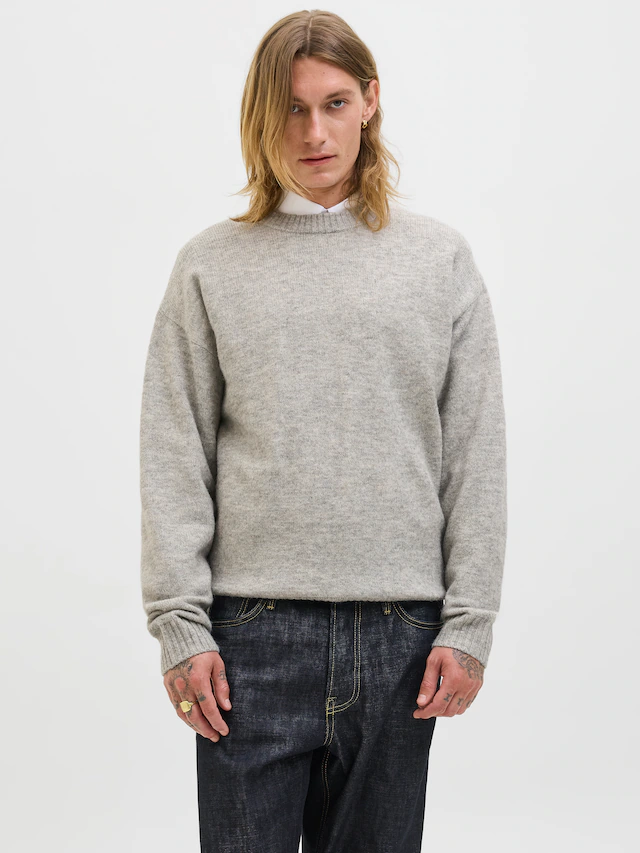 Jack & Jones Rundhalspullover »JJESOHO OLLIE KNIT CREW NECK SN« Materialmix, relaxed fit