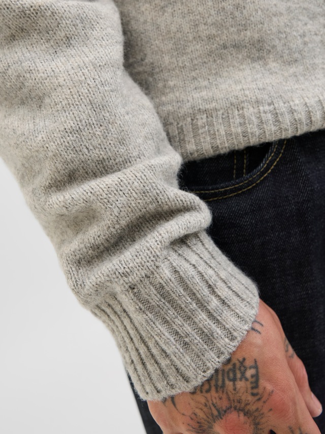 Jack & Jones Rundhalspullover »JJESOHO OLLIE KNIT CREW NECK SN« Materialmix, relaxed fit