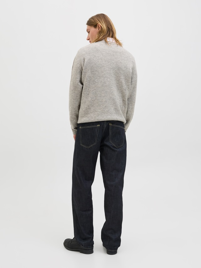 Jack & Jones Rundhalspullover »JJESOHO OLLIE KNIT CREW NECK SN« Materialmix, relaxed fit