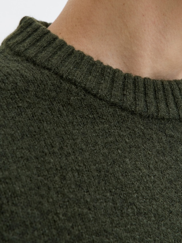 Jack & Jones Rundhalspullover »JJESOHO OLLIE KNIT CREW NECK SN« Materialmix, relaxed fit