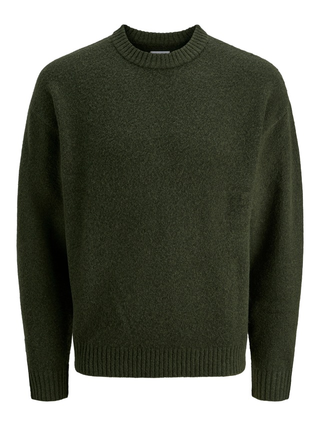 Jack & Jones Rundhalspullover »JJESOHO OLLIE KNIT CREW NECK SN« Materialmix, relaxed fit
