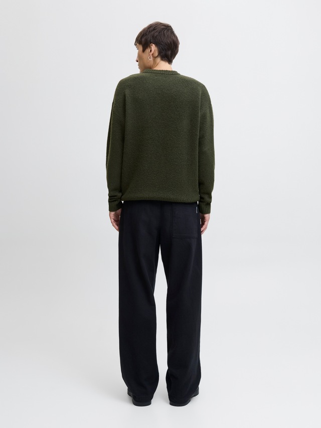 Jack & Jones Rundhalspullover »JJESOHO OLLIE KNIT CREW NECK SN« Materialmix, relaxed fit