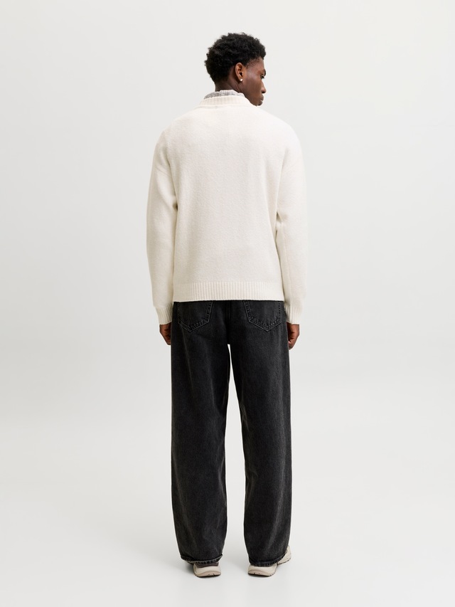 Jack & Jones Rundhalspullover »JJESOHO OLLIE KNIT CREW NECK SN« Materialmix, relaxed fit
