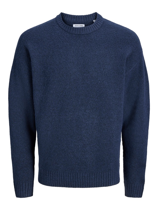 Jack & Jones Rundhalspullover »JJESOHO OLLIE KNIT CREW NECK SN« Materialmix, relaxed fit