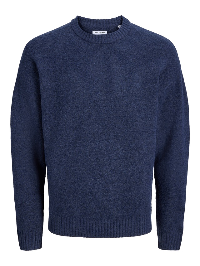 Jack & Jones Rundhalspullover »JJESOHO OLLIE KNIT CREW NECK SN« Materialmix, relaxed fit