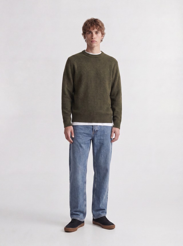 Jack & Jones Rundhalspullover »JJESOHO OLLIE KNIT CREW NECK SN« Materialmix, relaxed fit