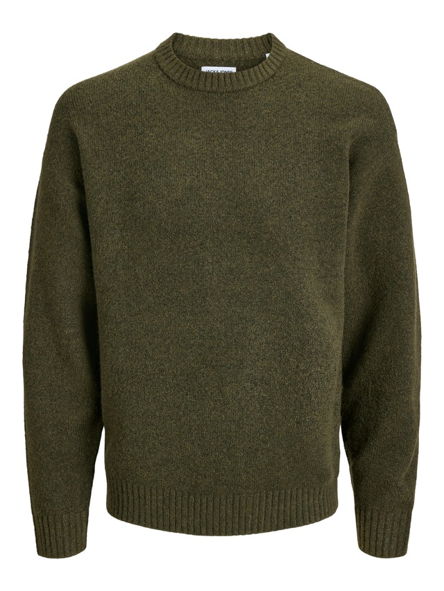 Jack & Jones Rundhalspullover »JJESOHO OLLIE KNIT CREW NECK SN« Materialmix, relaxed fit