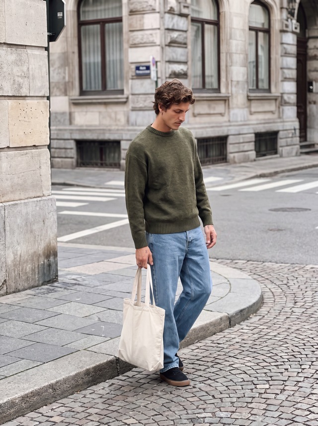 Jack & Jones Rundhalspullover »JJESOHO OLLIE KNIT CREW NECK SN« Materialmix, relaxed fit