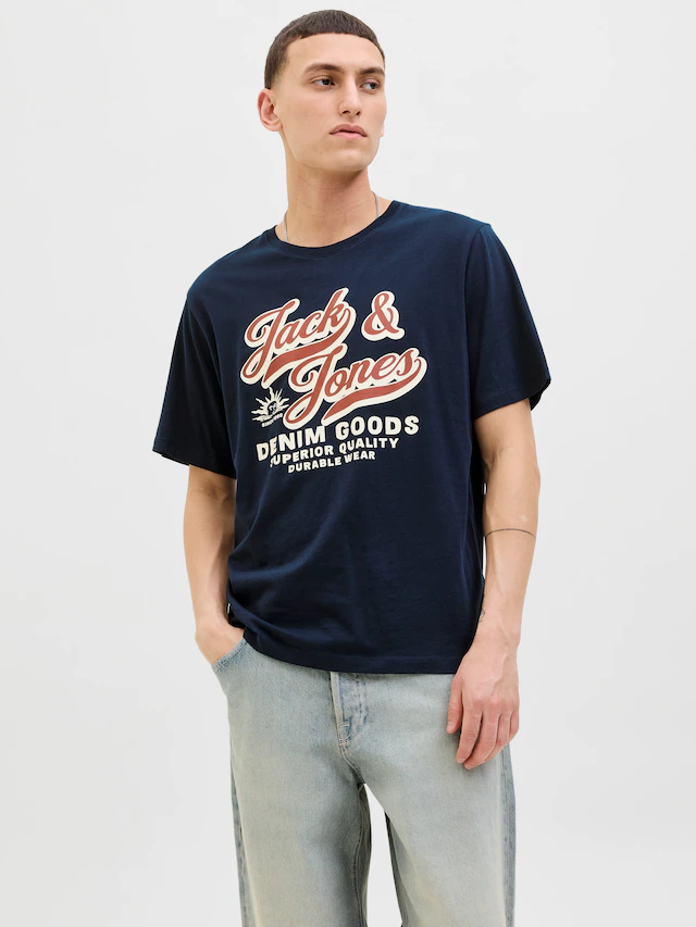 Jack & Jones Rundhalsshirt »JJELOGO TEE SS O-NECK 2 COL AW25 SN«