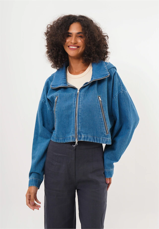 freshlions Jeansjacke »Juliana« 1 Stk. tlg. im kuscheligen Design mit Kapuze