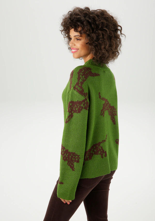 Aniston CASUAL Strickpullover mit eingestrickten Leoparden