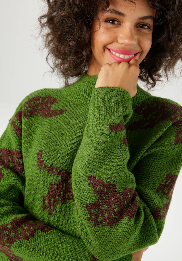 Aniston CASUAL Strickpullover mit eingestrickten Leoparden