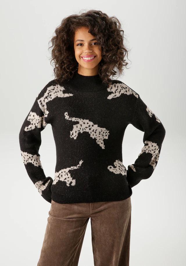 Aniston CASUAL Strickpullover mit eingestrickten Leoparden