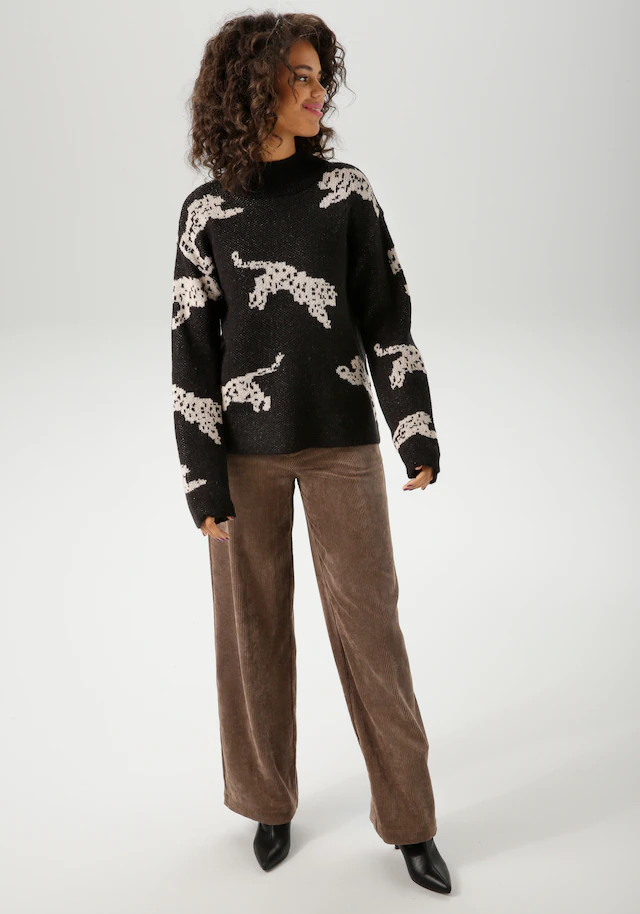 Aniston CASUAL Strickpullover mit eingestrickten Leoparden