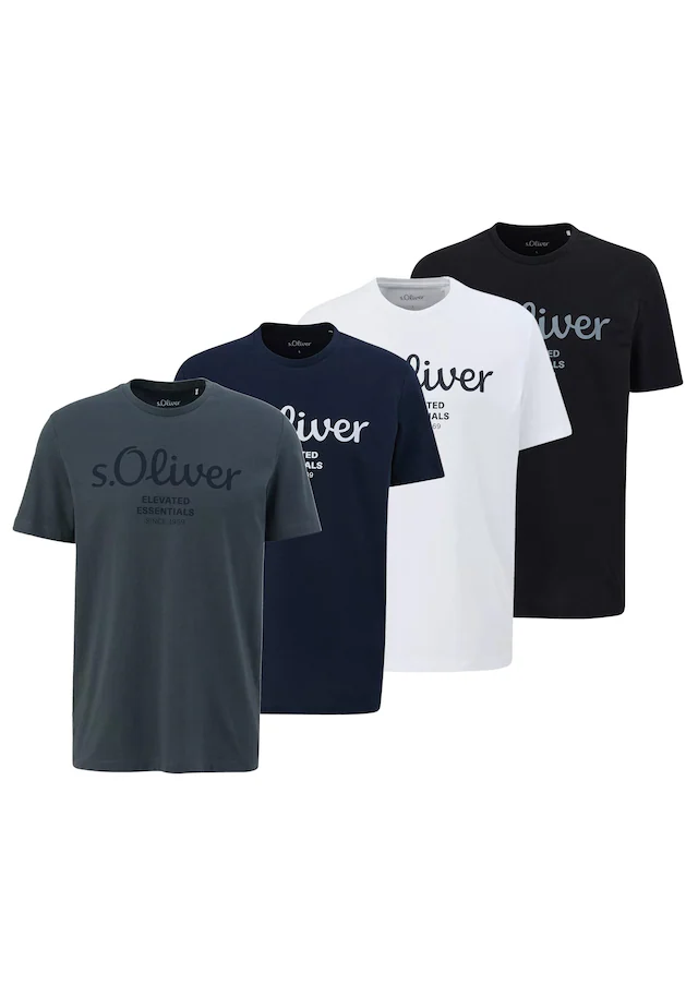 s.Oliver T-Shirt »T-Shirt Logo T-Shirt 4er Pack« 4