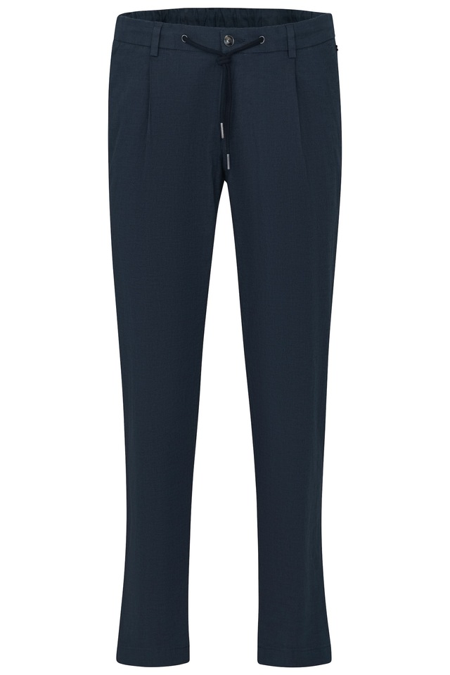 bugatti Bundfaltenhose mit Baumwoll-Leinen-Mix