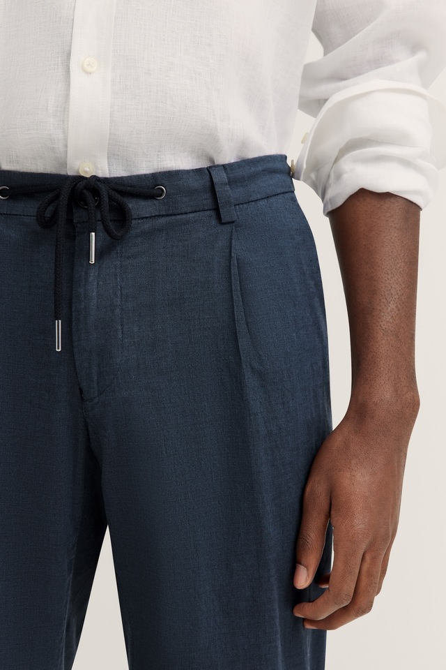 bugatti Bundfaltenhose mit Baumwoll-Leinen-Mix