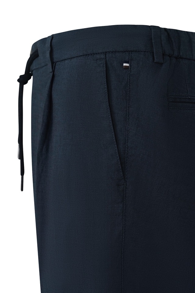 bugatti Bundfaltenhose mit Baumwoll-Leinen-Mix