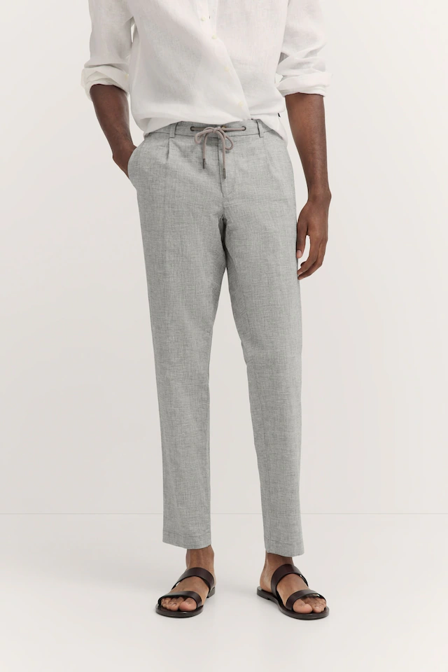 bugatti Bundfaltenhose mit Baumwoll-Leinen-Mix