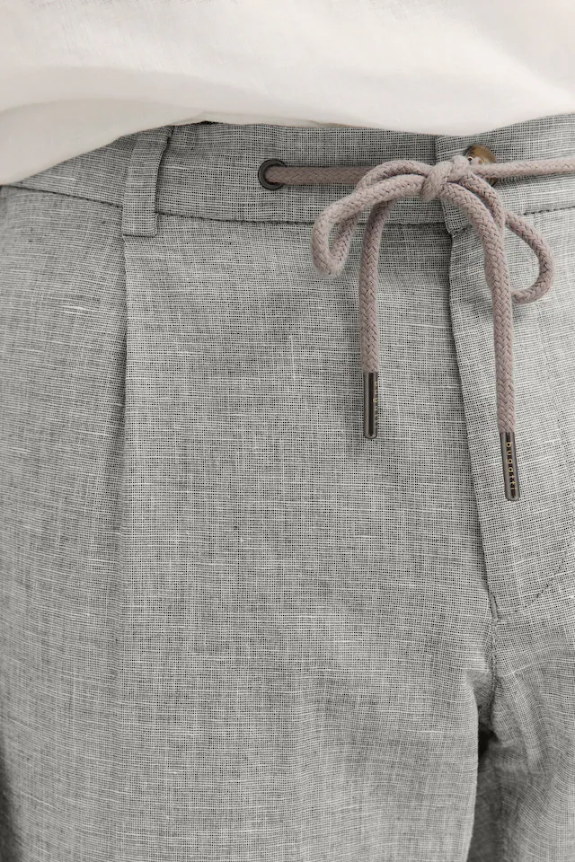 bugatti Bundfaltenhose mit Baumwoll-Leinen-Mix