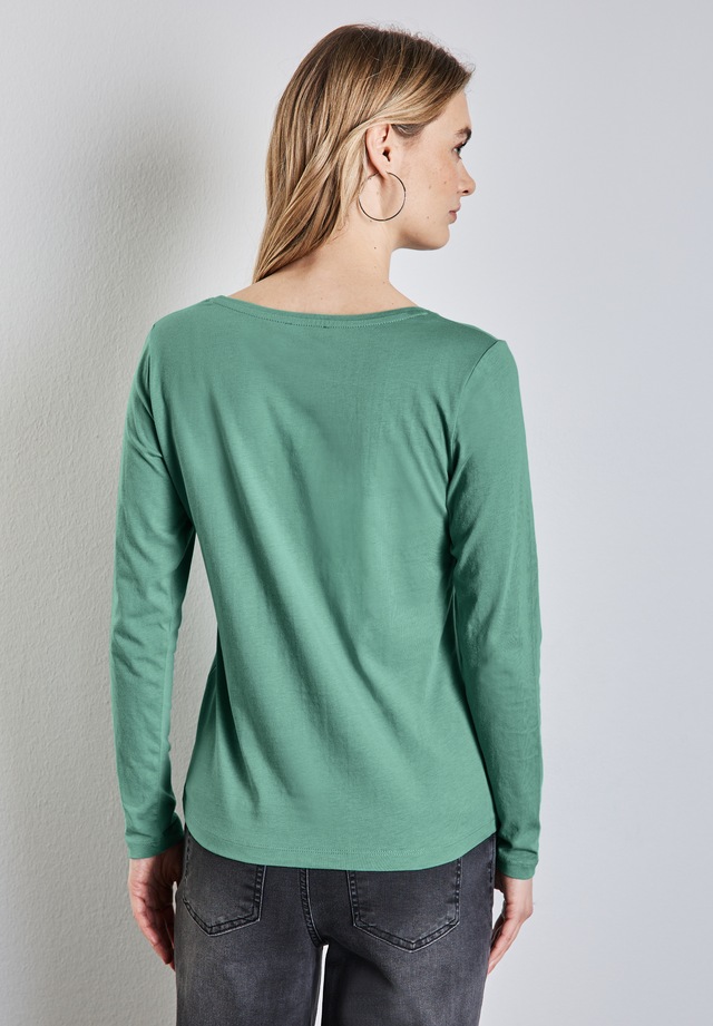 STREET ONE Langarmshirt mit abgerundetem V-Ausschnitt