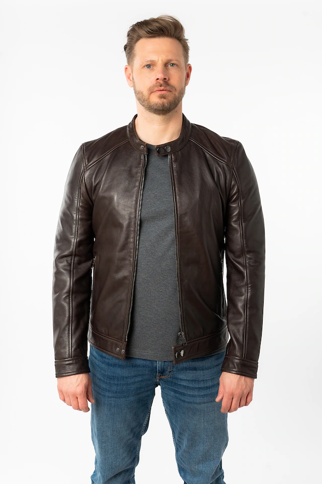 Mauritius Lederjacke »MMTibor SF« kurzer Kragen mit Druckknöpfen