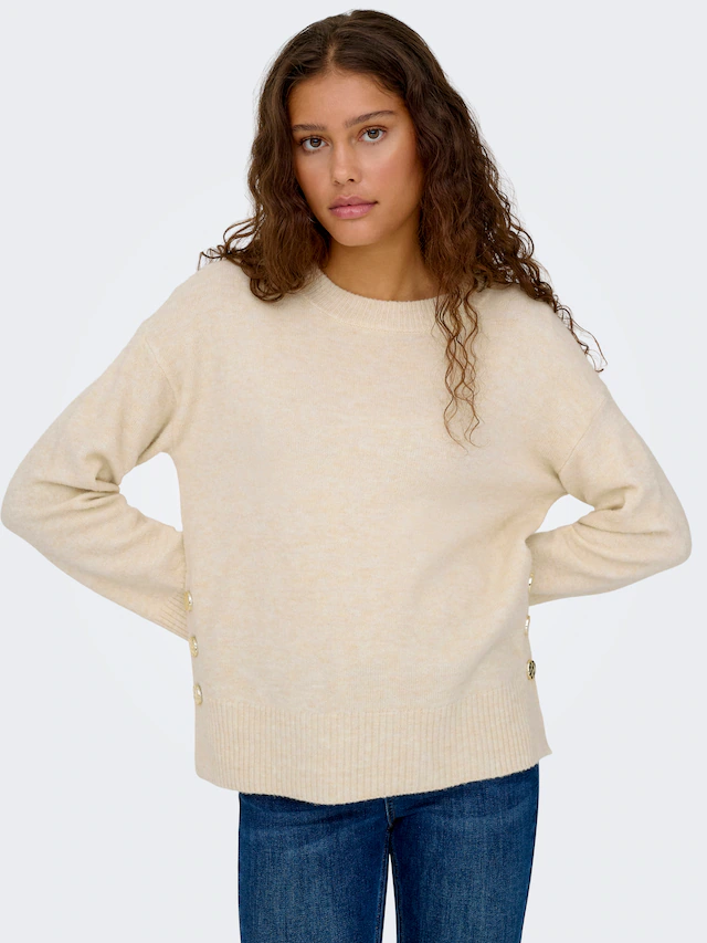 ONLY Strickpullover »ONLRENE LIFE LS BUTTON O-NECK CC KNT«