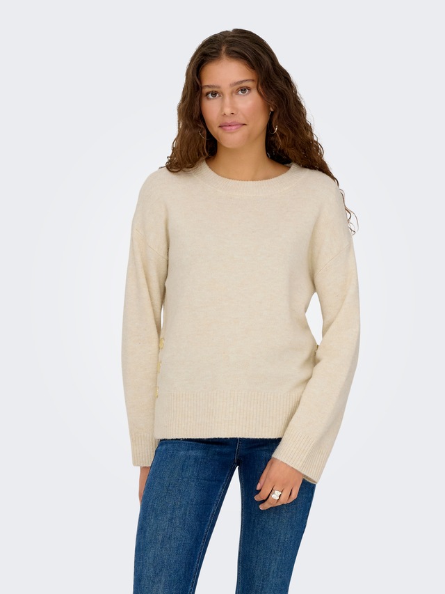 ONLY Strickpullover »ONLRENE LIFE LS BUTTON O-NECK CC KNT«