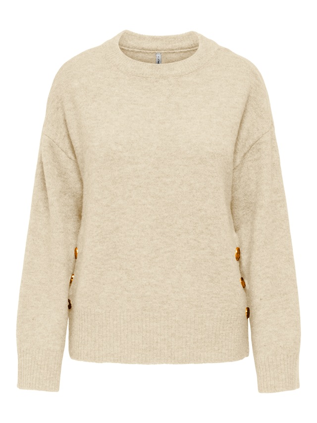 ONLY Strickpullover »ONLRENE LIFE LS BUTTON O-NECK CC KNT«