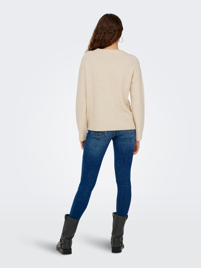 ONLY Strickpullover »ONLRENE LIFE LS BUTTON O-NECK CC KNT«