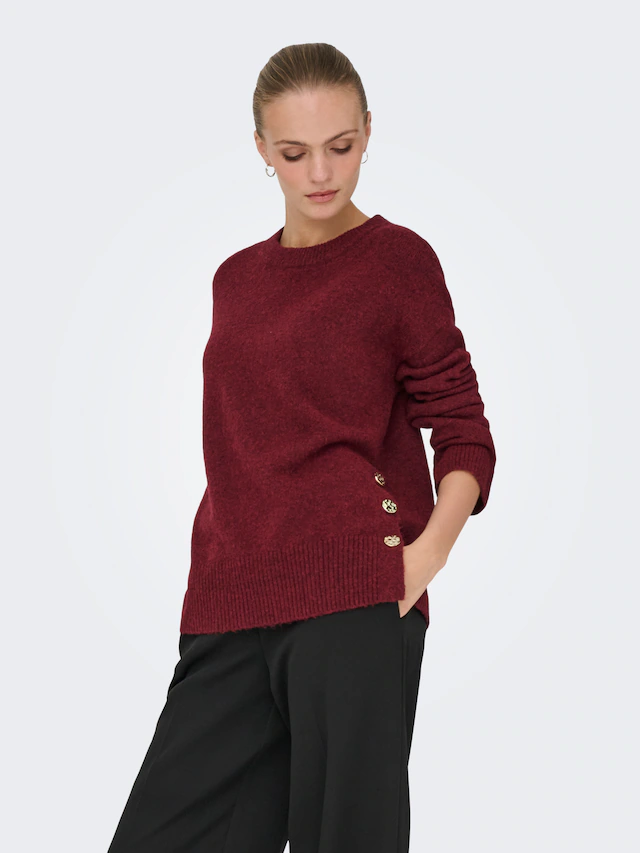 ONLY Strickpullover »ONLRENE LIFE LS BUTTON O-NECK CC KNT«