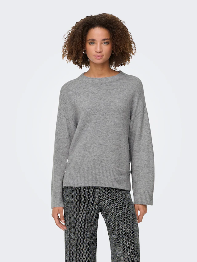 ONLY Strickpullover »ONLRENE LIFE LS BUTTON O-NECK CC KNT«