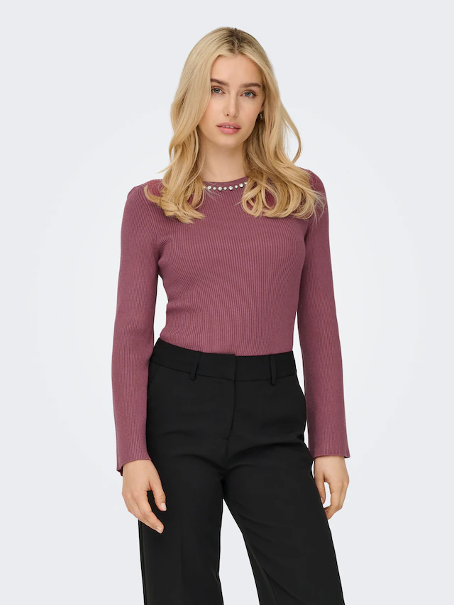 ONLY Rundhalspullover »ONLNATASCHA LS BLING O-NECK CC KNT«