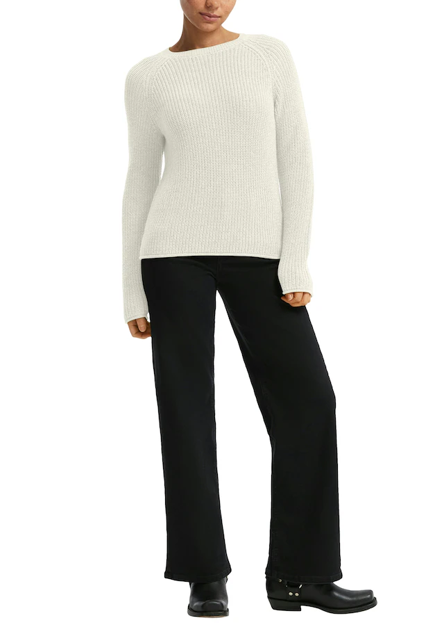 QS Strickpullover mit Strickmuster und Rundhalsausschnitt