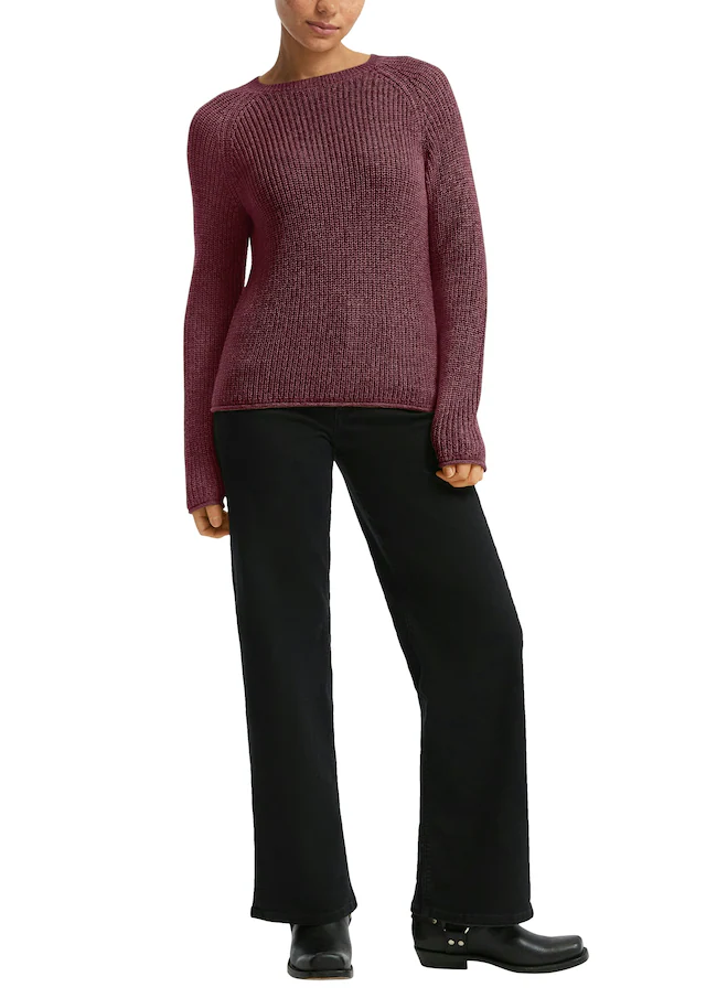 QS Strickpullover mit Strickmuster und Rundhalsausschnitt