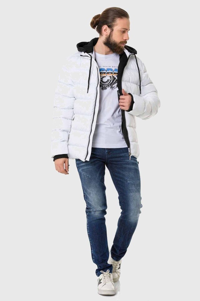 Cipo & Baxx Winterjacke »Winterjacke« mit Kapuze im unifarbenen Look