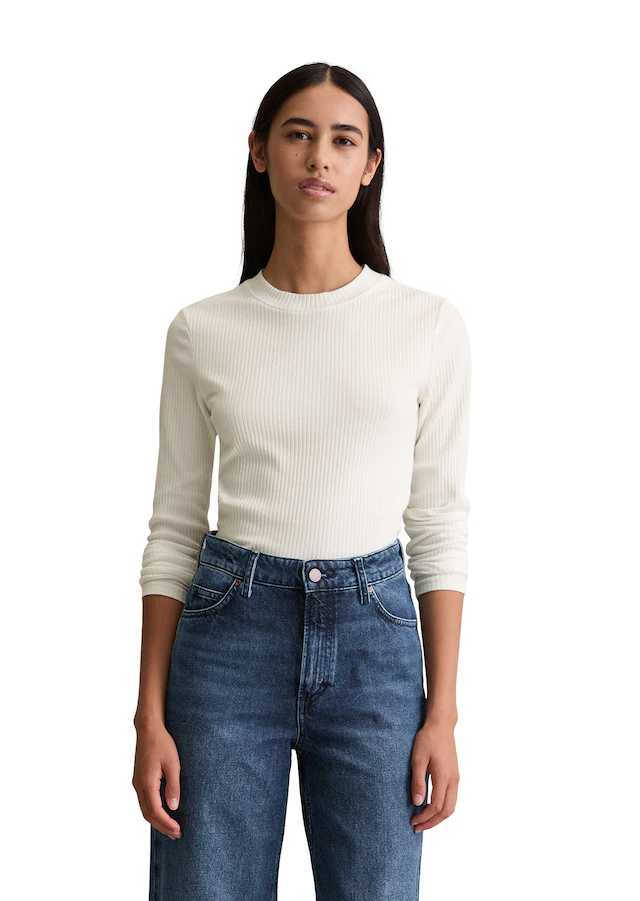 Marc O'Polo DENIM Langarmshirt Rundhalsausschnitt, slim fit, Bio-Baumwolle