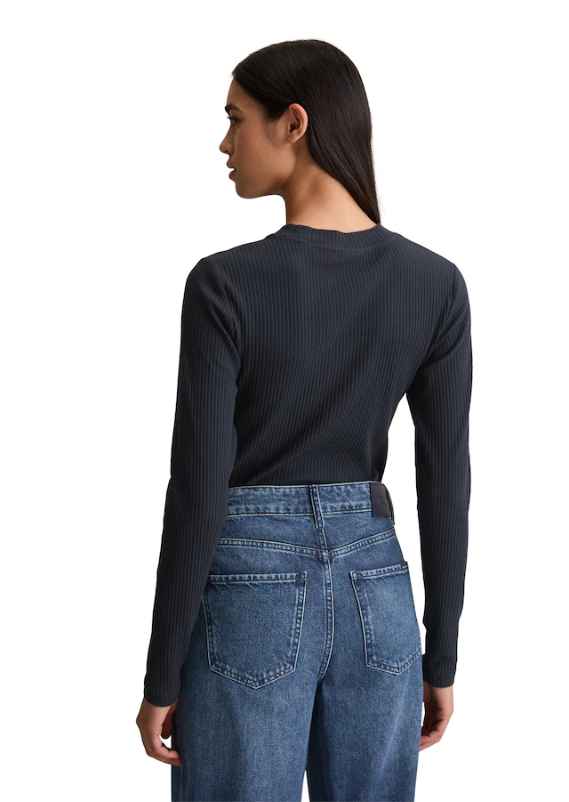 Marc O'Polo DENIM Langarmshirt Rundhalsausschnitt, slim fit, Bio-Baumwolle