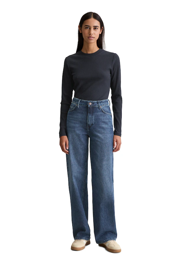 Marc O'Polo DENIM Langarmshirt Rundhalsausschnitt, slim fit, Bio-Baumwolle